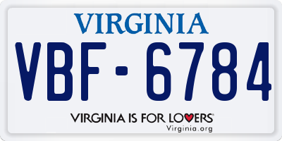 VA license plate VBF6784