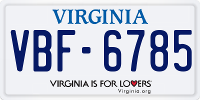 VA license plate VBF6785