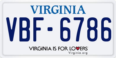 VA license plate VBF6786