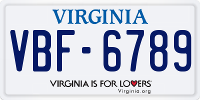 VA license plate VBF6789
