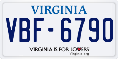 VA license plate VBF6790