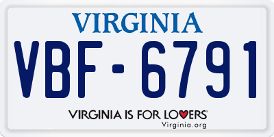 VA license plate VBF6791