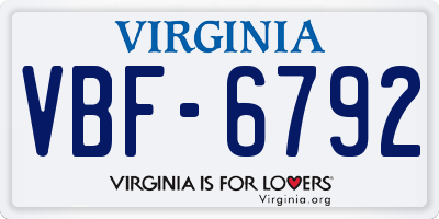 VA license plate VBF6792