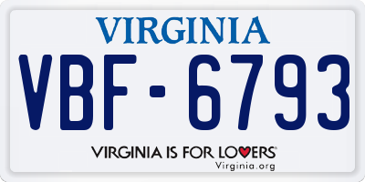 VA license plate VBF6793