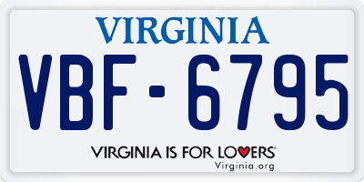 VA license plate VBF6795