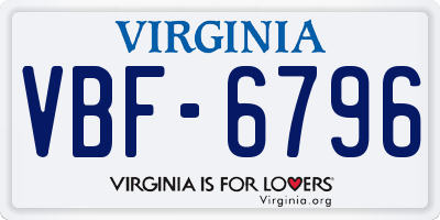 VA license plate VBF6796