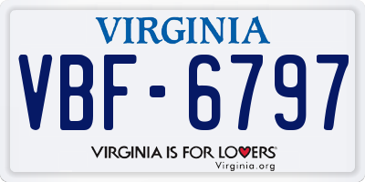 VA license plate VBF6797