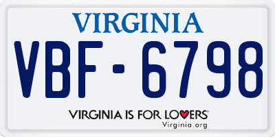 VA license plate VBF6798