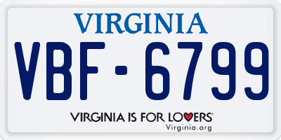 VA license plate VBF6799