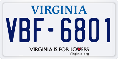 VA license plate VBF6801