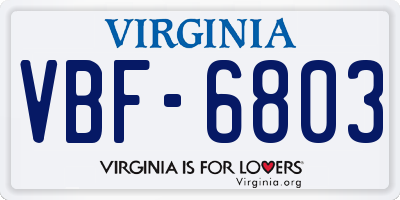 VA license plate VBF6803