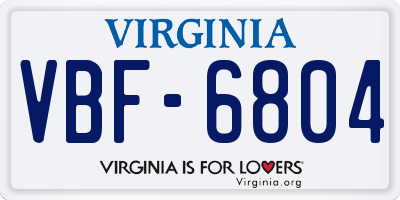 VA license plate VBF6804