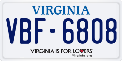 VA license plate VBF6808