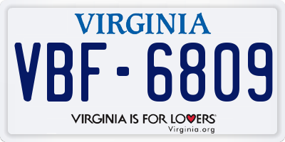 VA license plate VBF6809