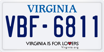 VA license plate VBF6811