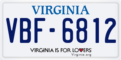 VA license plate VBF6812