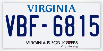 VA license plate VBF6815