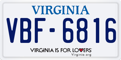 VA license plate VBF6816