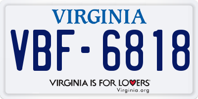 VA license plate VBF6818