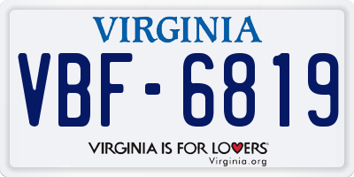 VA license plate VBF6819
