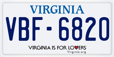VA license plate VBF6820
