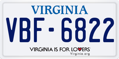 VA license plate VBF6822