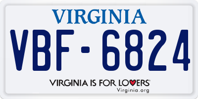 VA license plate VBF6824