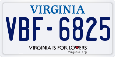 VA license plate VBF6825