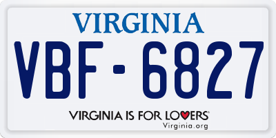 VA license plate VBF6827