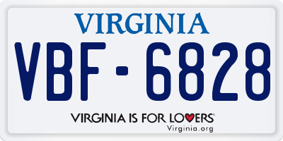 VA license plate VBF6828