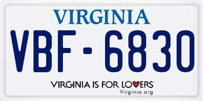 VA license plate VBF6830
