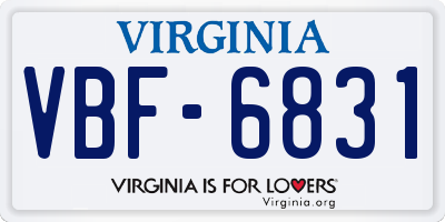 VA license plate VBF6831