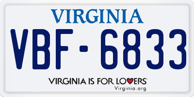 VA license plate VBF6833