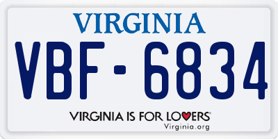 VA license plate VBF6834