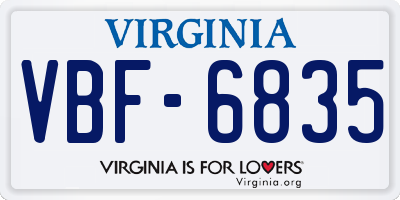 VA license plate VBF6835