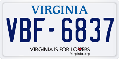 VA license plate VBF6837