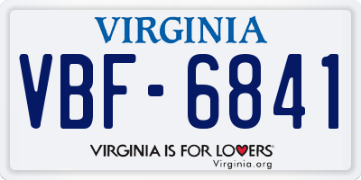 VA license plate VBF6841