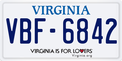 VA license plate VBF6842