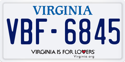 VA license plate VBF6845