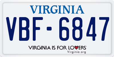 VA license plate VBF6847