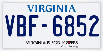 VA license plate VBF6852