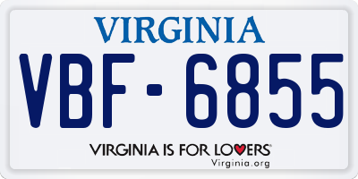 VA license plate VBF6855