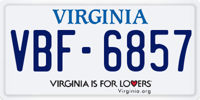 VA license plate VBF6857