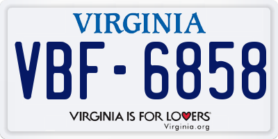 VA license plate VBF6858