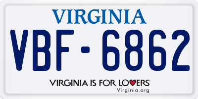 VA license plate VBF6862