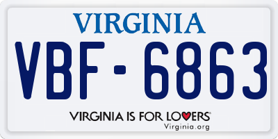 VA license plate VBF6863