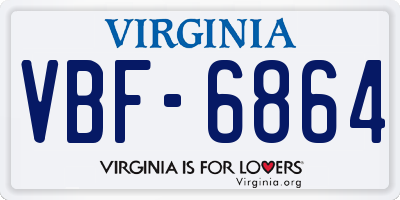 VA license plate VBF6864
