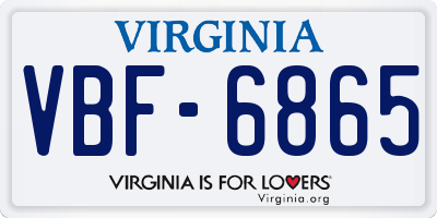 VA license plate VBF6865