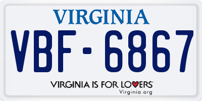VA license plate VBF6867