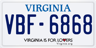 VA license plate VBF6868